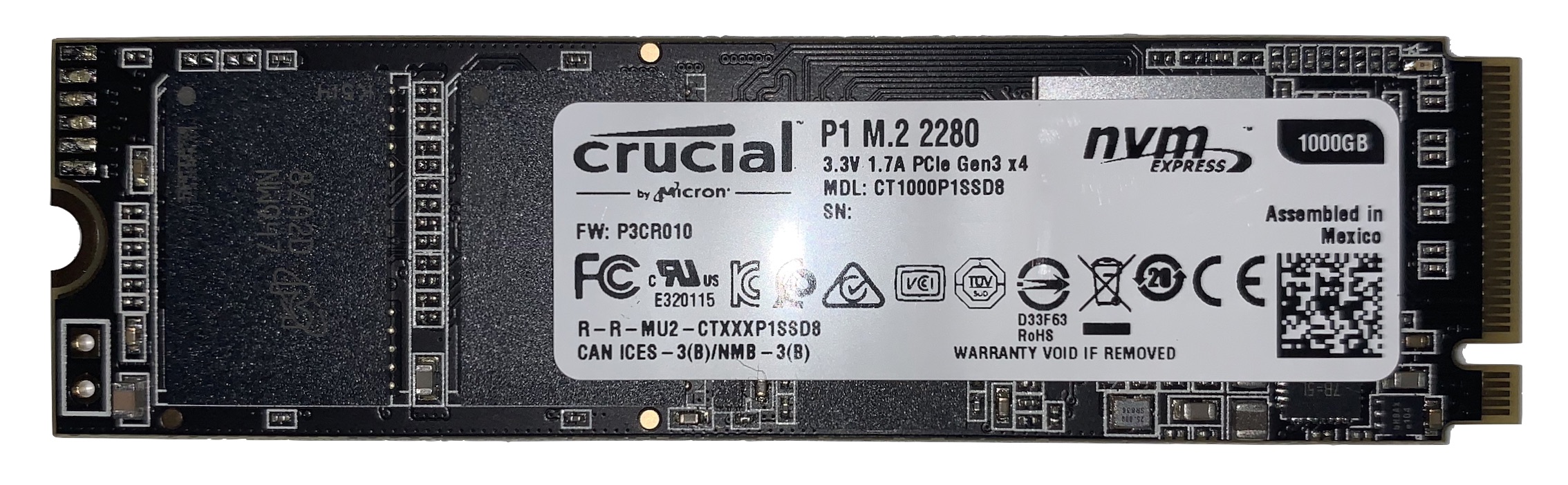 Crucialの1TB NVMe M.2 SSD (CT1000P1SSD8) を使う