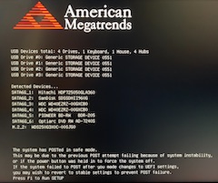 ASUSマザーボードがPOST失敗してF1対応を促される